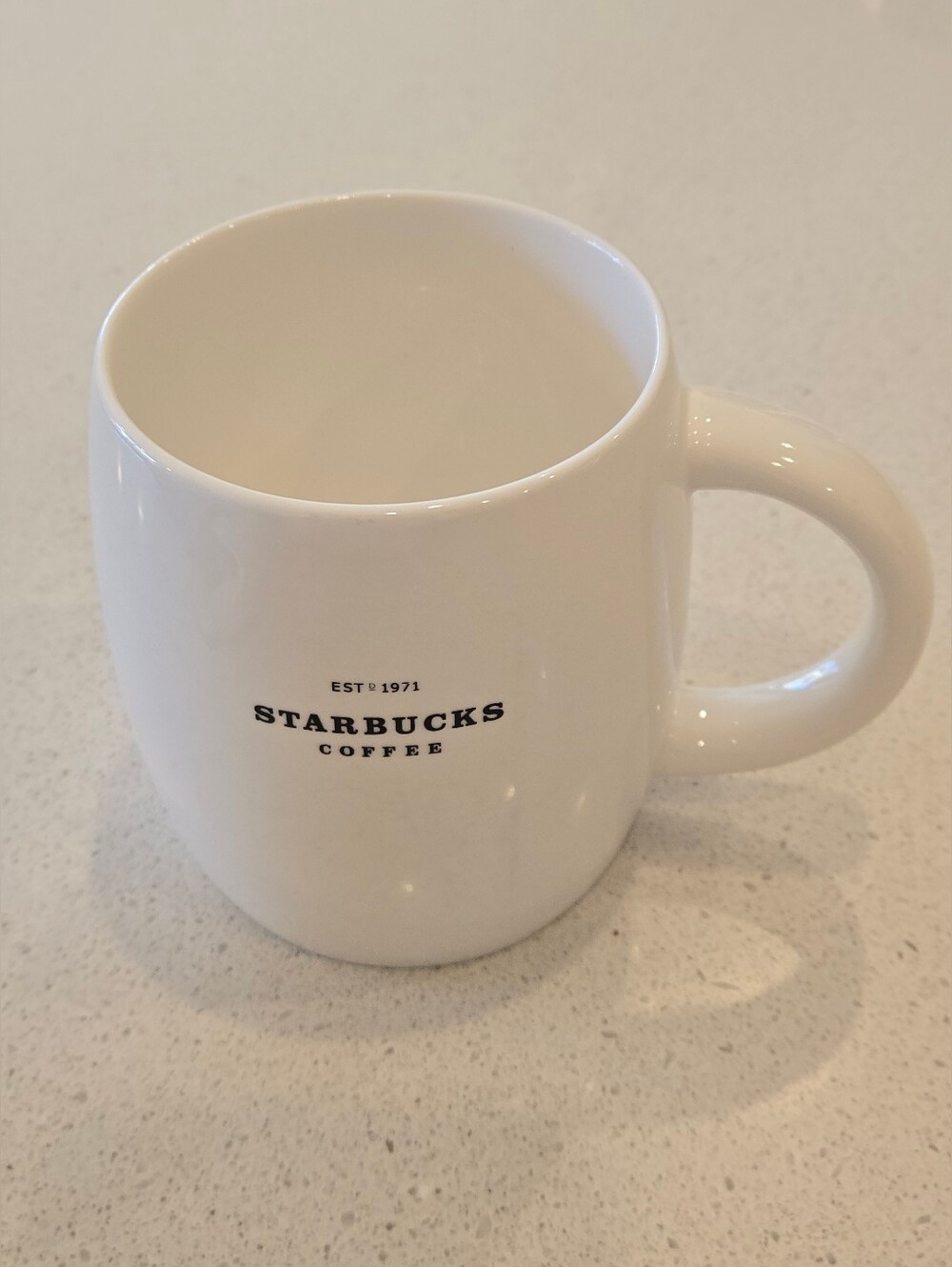 2008 Starbucks White Barrel Coffee Mug - 14oz